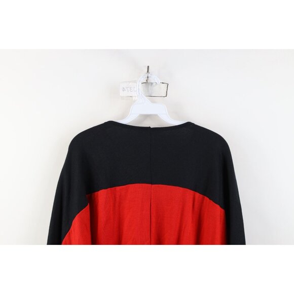 Vintage 70s 80s Mid Mod Womens Medium Dolman Sleeve Color Block Sweatshirt USA - Picture 10 of 11